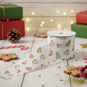 Watercolor Christmas Cookies Holiday Cute Satin Ribbon