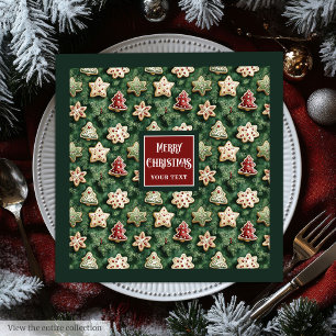 Watercolor Christmas cookies red green napkins