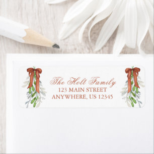 Watercolor Christmas Copper Bow Swag Garland Return Address Label