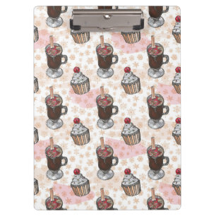 Watercolor christmas cupcake hand drawn clipboard