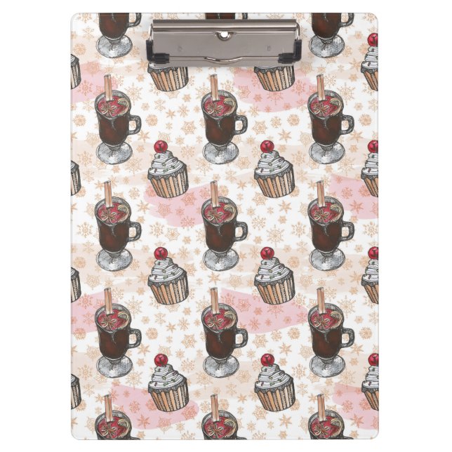 Watercolor christmas cupcake hand drawn clipboard (Front)