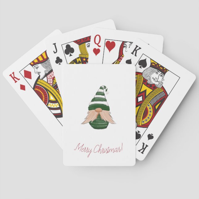 Watercolor Christmas – Cute Holiday Poker Gift Playing Cards (Back)