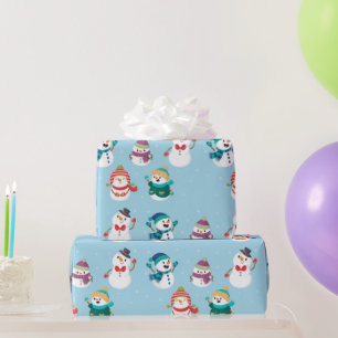 Watercolor Christmas Cute Snowman Party  Wrapping Paper