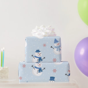 Watercolor Christmas Cute Snowmen Snowman Art Wrapping Paper