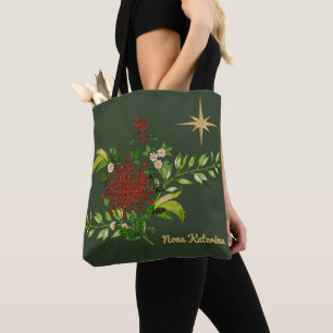 Watercolor Christmas Daisies Personalised Tote Bag