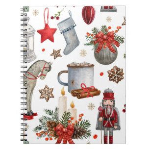 Watercolor christmas decoration pattern notebook
