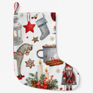 Watercolor christmas decoration pattern small christmas stocking