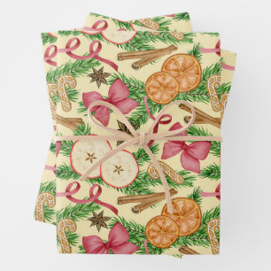 Watercolor Christmas Decorations and Cookies  Wrapping Paper Sheet