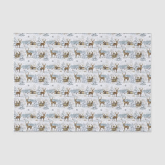 Watercolor Christmas Deer Snowy Village Winter Tissue Paper