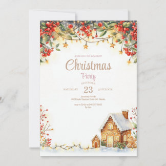 Watercolor Christmas Dinner Invitation