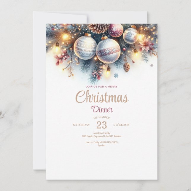 Watercolor Christmas Dinner Invitation (Front)