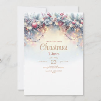 Watercolor Christmas Dinner Invitation
