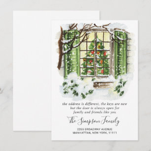 Watercolor Christmas Door Moving Announcement
