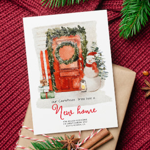 Watercolor Christmas Door Moving Announcement