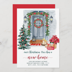 Watercolor Christmas Door Moving Announcement