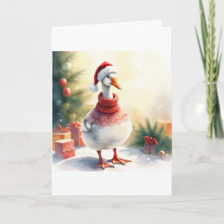 Watercolor Christmas Duck Card
