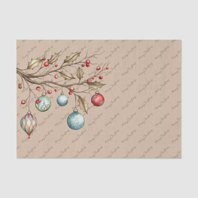 Watercolor Christmas Elegant Script   Tissue Paper (Front)