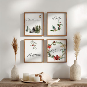Watercolor Christmas element poster