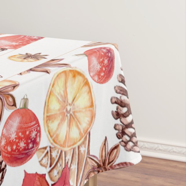 Watercolor Christmas Elements Seamless Pattern Tablecloth (In Situ)