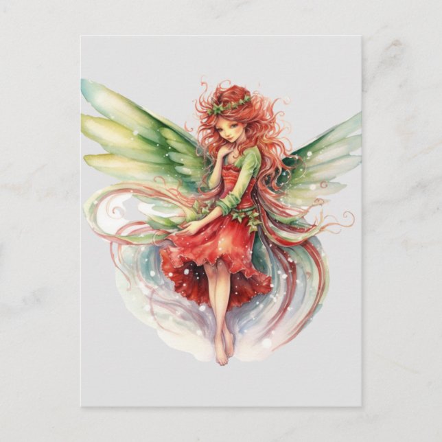 Watercolor Christmas Fairy Postcard (Front)