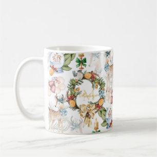 Watercolor Christmas Family Name Coffee Mug
