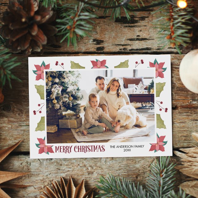 Watercolor Christmas Family Photo Holiday Card (Creator Uploaded)