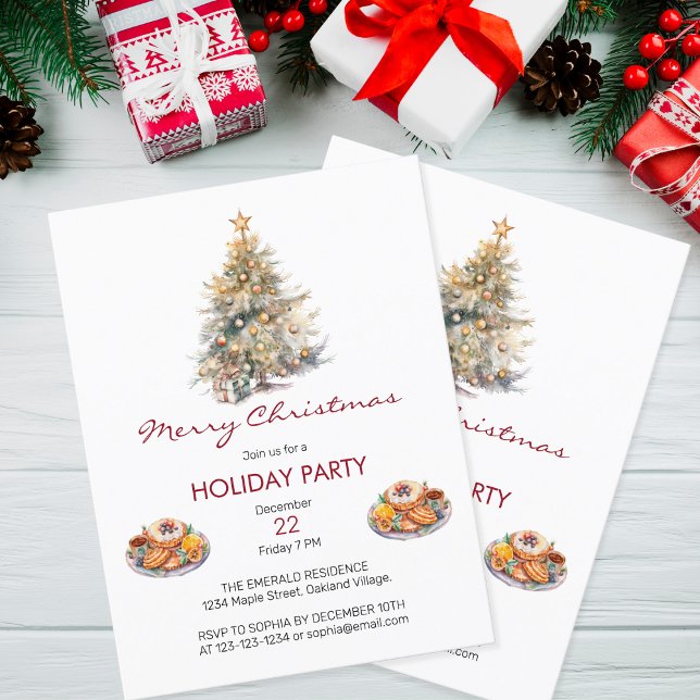 Watercolor Christmas Feast  Invitation Postcard (Creator Uploaded)