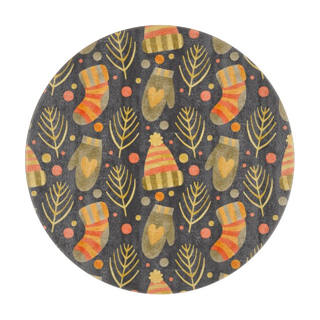 Watercolor Christmas: Festive Seamless Pattern. Cutting Board (Front)