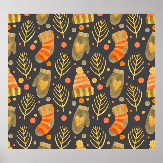 Watercolor Christmas: Festive Seamless Pattern. Poster (Front)