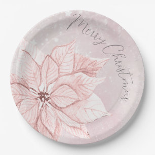 watercolor Christmas Flower birthday Paper Plate