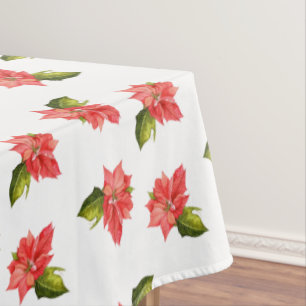 Watercolor Christmas Flowers Tablecloth