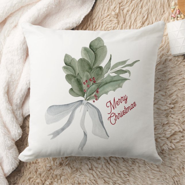 Watercolor Christmas Foliage Cushion (Blanket)