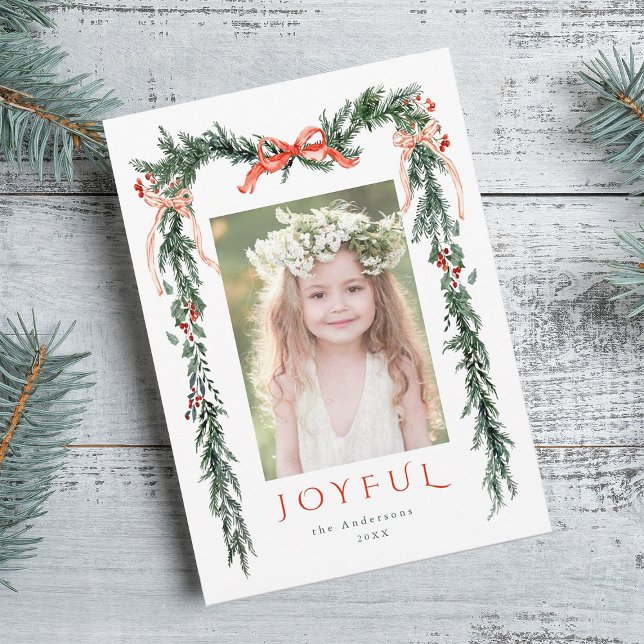 Watercolor Christmas Frame Photo Holiday Card (Creator Uploaded)