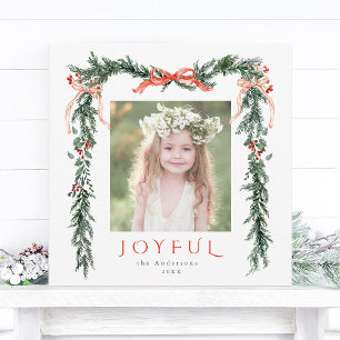 Watercolor Christmas Frame Photo Square Holiday Card