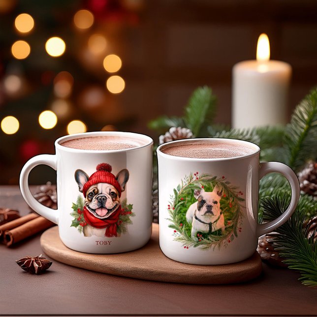 Watercolor Christmas French Bulldog Coffee Mug (Creator Uploaded)