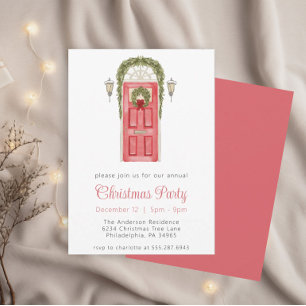 Watercolor Christmas Front Door Party Invite