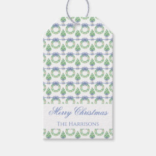 Watercolor Christmas Garland Bedford Stockings  Gift Tags