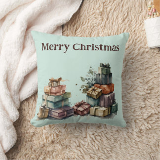 Watercolor Christmas Gifts Cushion