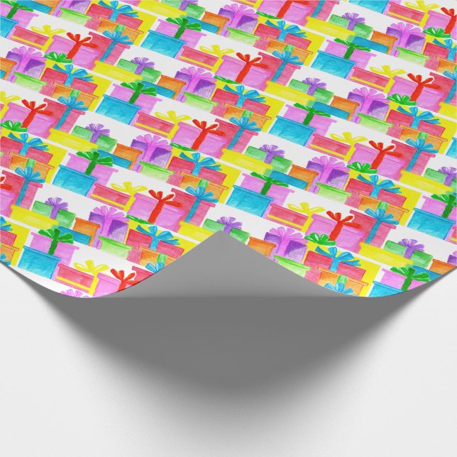 Watercolor Christmas gifts Wrapping Paper (Corner)