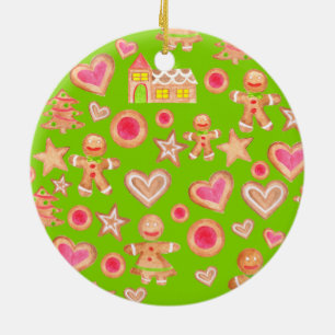watercolor Christmas gingerbread cookies Ceramic Ornament