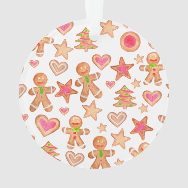 watercolor Christmas gingerbread cookies Ornament (Back)