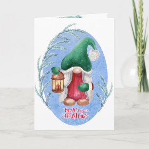 Watercolor Christmas Gnome  Card