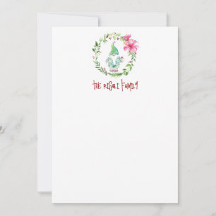 Watercolor Christmas Gnome Personalised Stationery Card