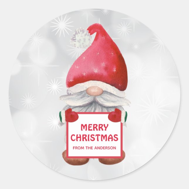Watercolor Christmas Gnome  Square Sticker (Front)