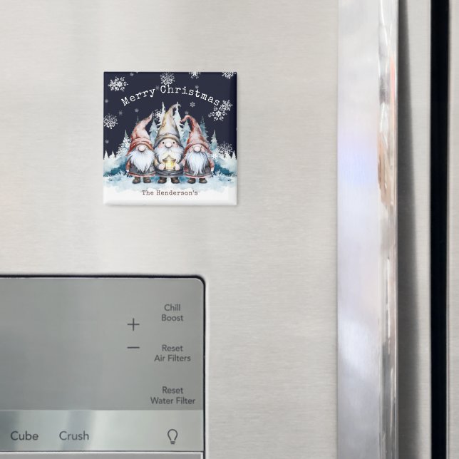 Watercolor Christmas Gnomes Personalised Magnet (In Situ (Fridge))
