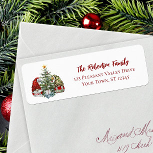 Watercolor Christmas Gnomes Return Address Label