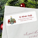 Watercolor Christmas Gnomes Return Address Return Address Label<br><div class="desc">These cute Christmas return address labels feature two cute gnomes holding gifts stand on either side of the decorated Christmas tree,  with more presents under the tree. Please see the collection for a variety of matching products.</div>