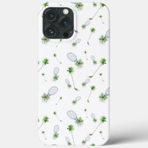 Watercolor Christmas Golf Clubs And Tennis Rackets iPhone 13 Pro Max Case