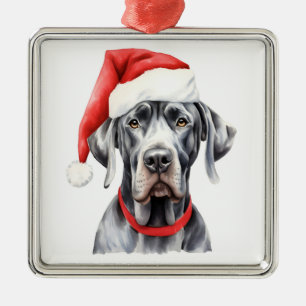 Watercolor Christmas Great Dane Ornament