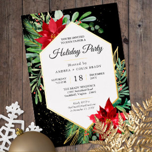Watercolor Christmas Greenery + Gold Holiday Party